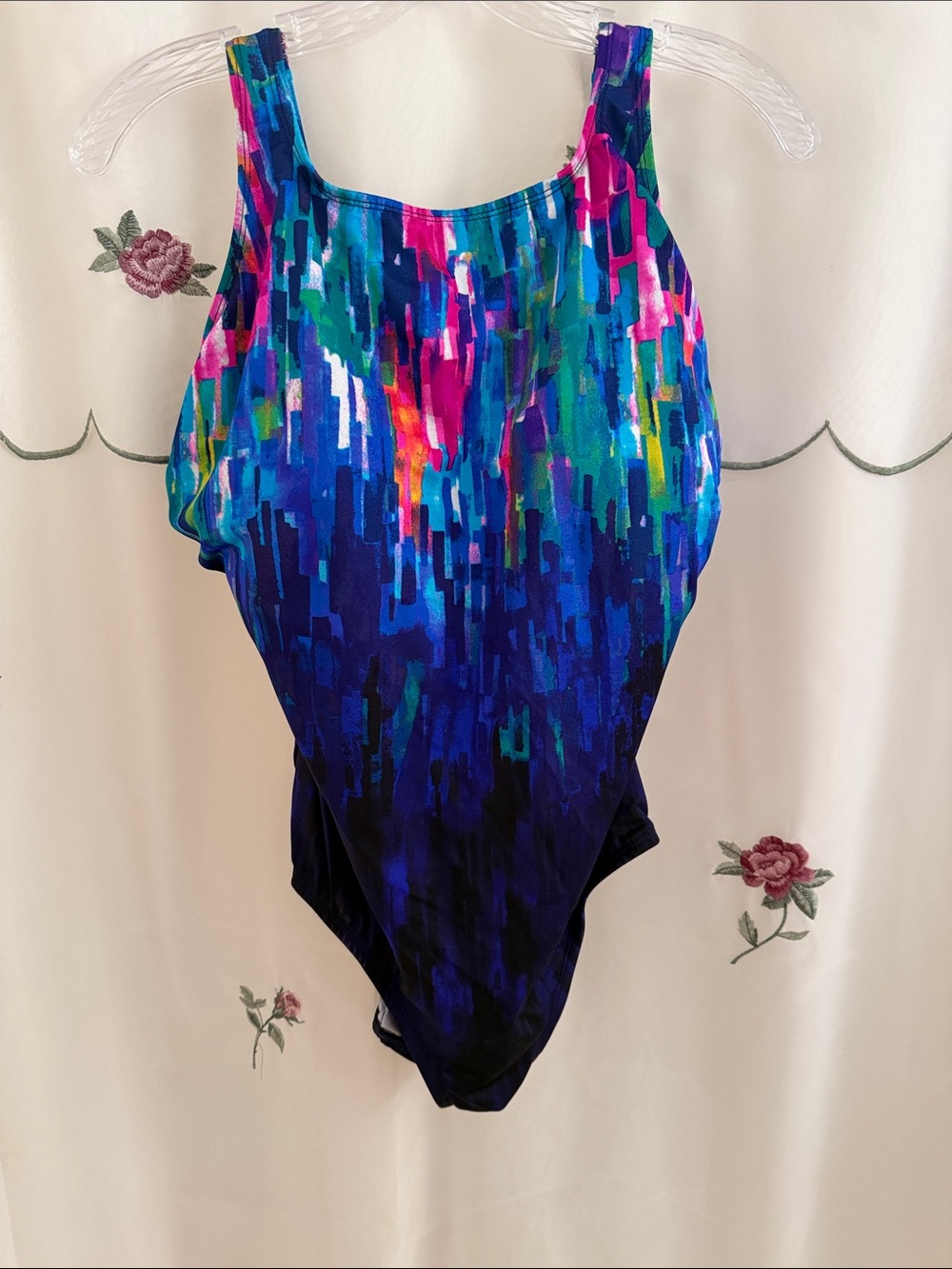 St. John's Bay Blue Multi-Color One-Piece Swimsuit